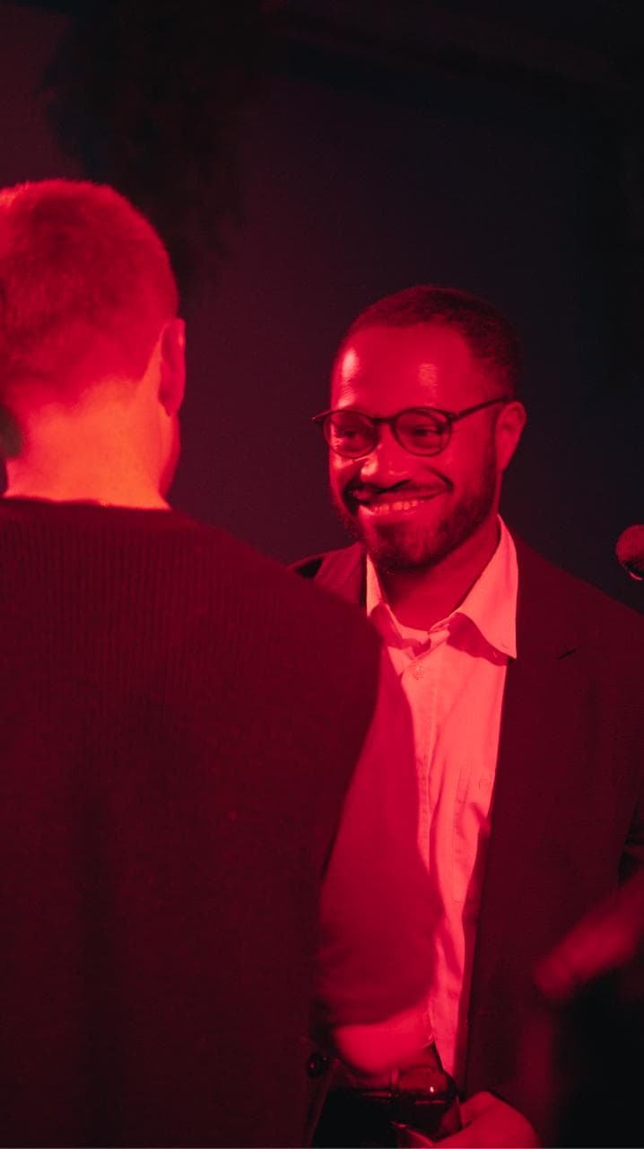 Networking conversation at Film Büro event