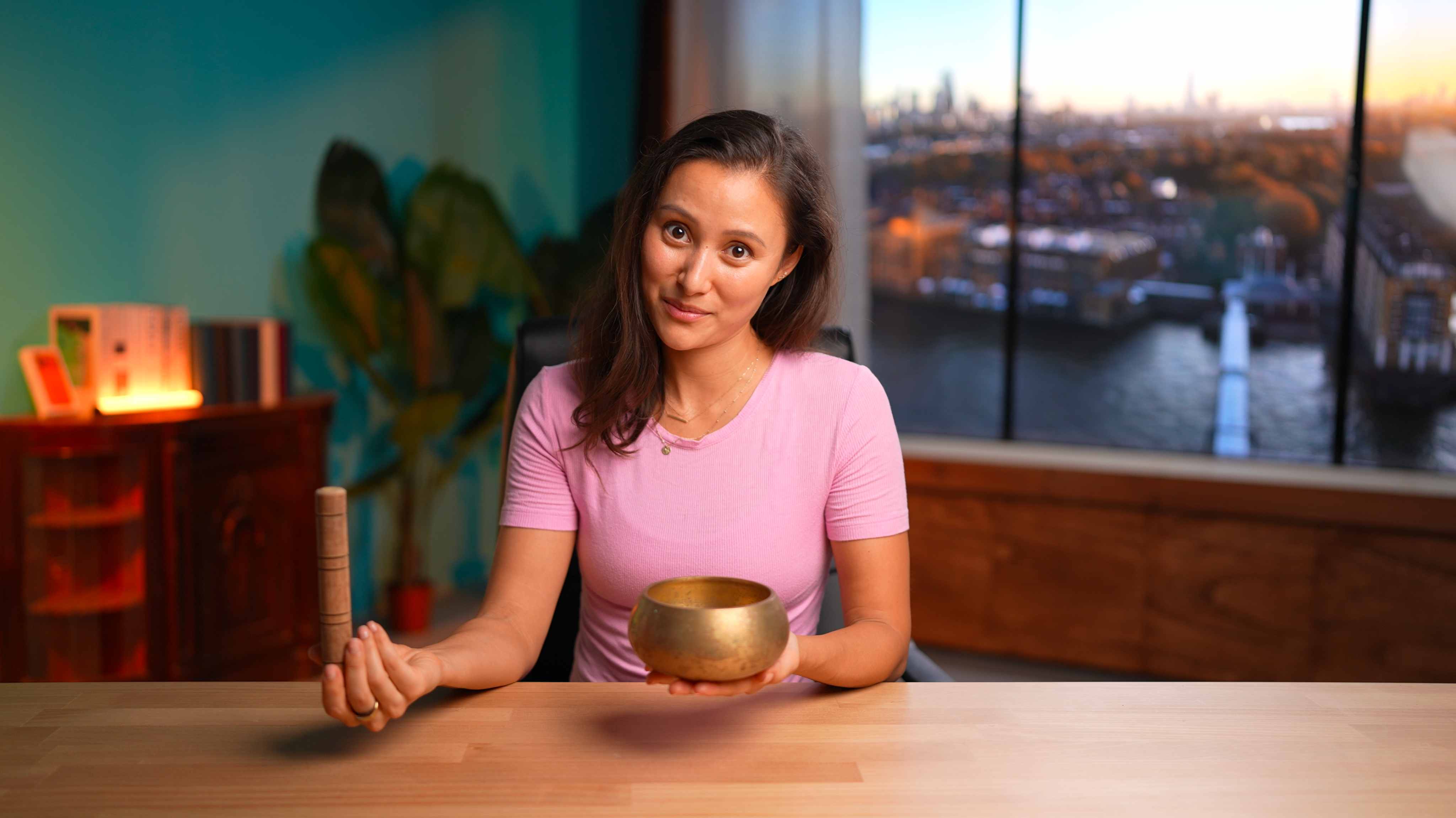 Professional live webinar recording in Lisbon with Infinite Digital Window London background